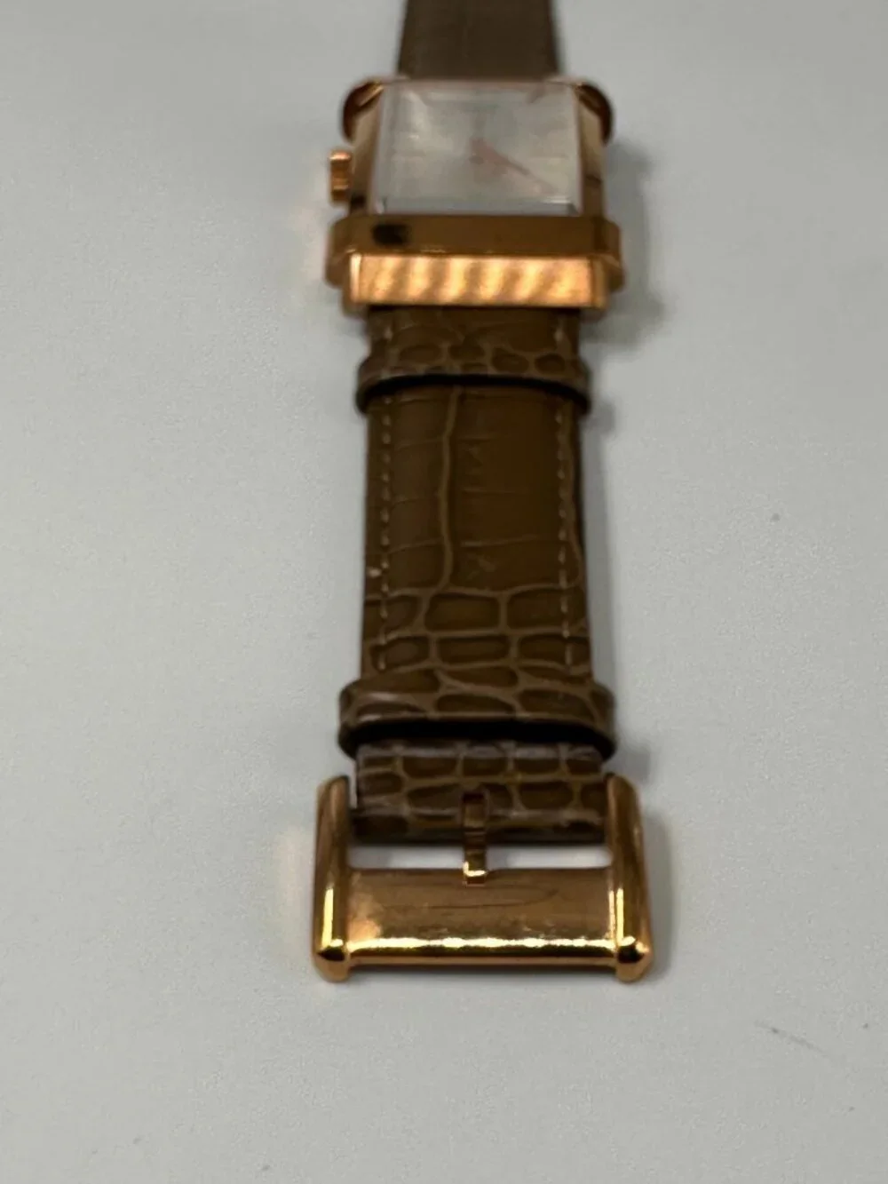 XO Retro MCML Watch Mens Rose Gold Tone Green Leather Band New Battery 9.5